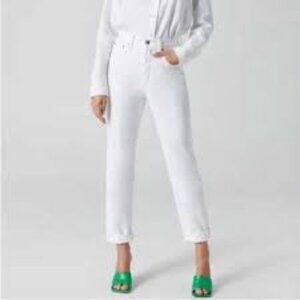 Denim Forum by Aritzia Boyfriend High Rise Loose White Jeans